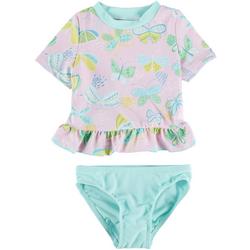 Toddler Girls 2-pc. Butterfly Rashguard Swimsuit