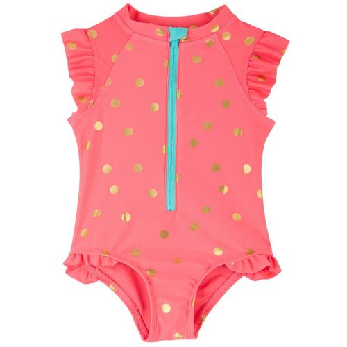 Floatimini Toddler Girls Metallic Dots Rashguard Swimsuit