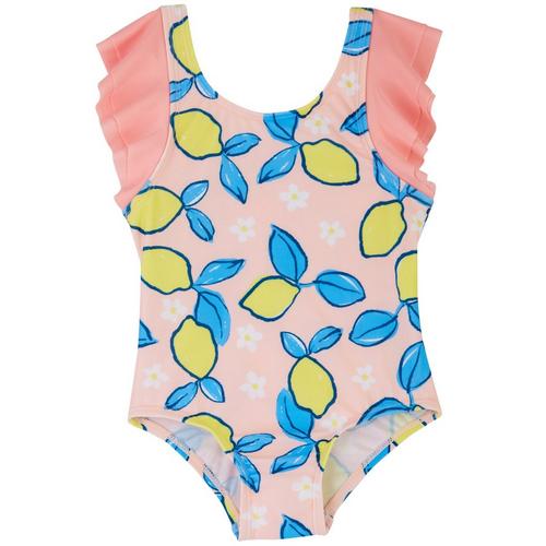Floatimini Toddler Girls Lemon Ruffle Sleeves Swimsuit