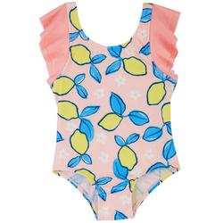 Toddler Girls Lemon Ruffle Sleeves Swimsuit