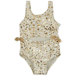 Floatimini Toddler Girls 1-pc. Gold Leopard Foil Swimsuit