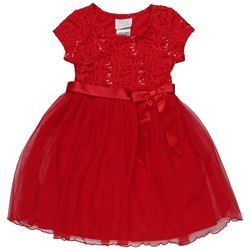 Toddler Girls Sleeveless  Ruffle Xmas Dress