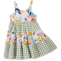 Toddler Girls Safari Gingham Tier Dress