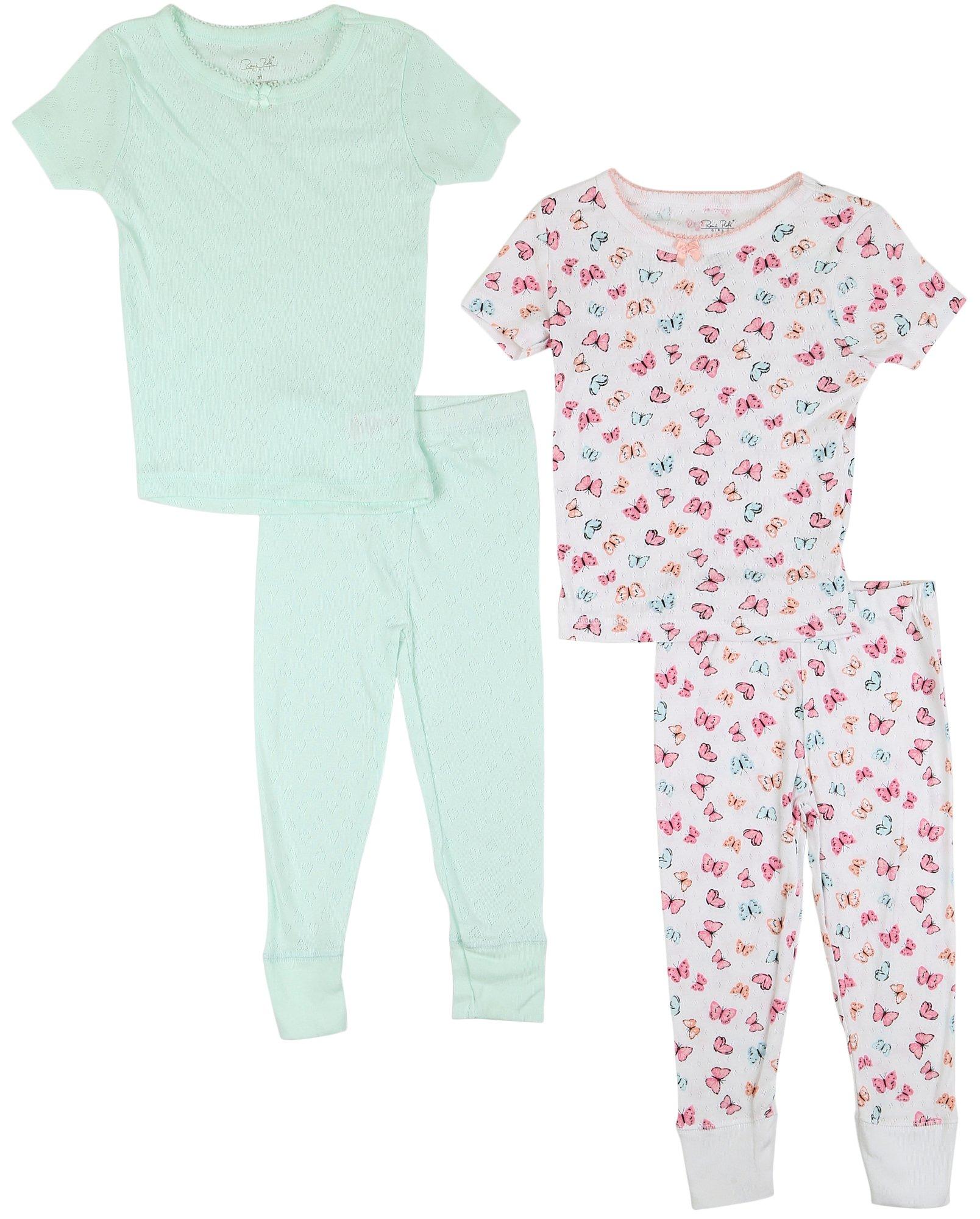 Toddler Girls 4-pc. Butterfly/Solid Tops/Pants Set