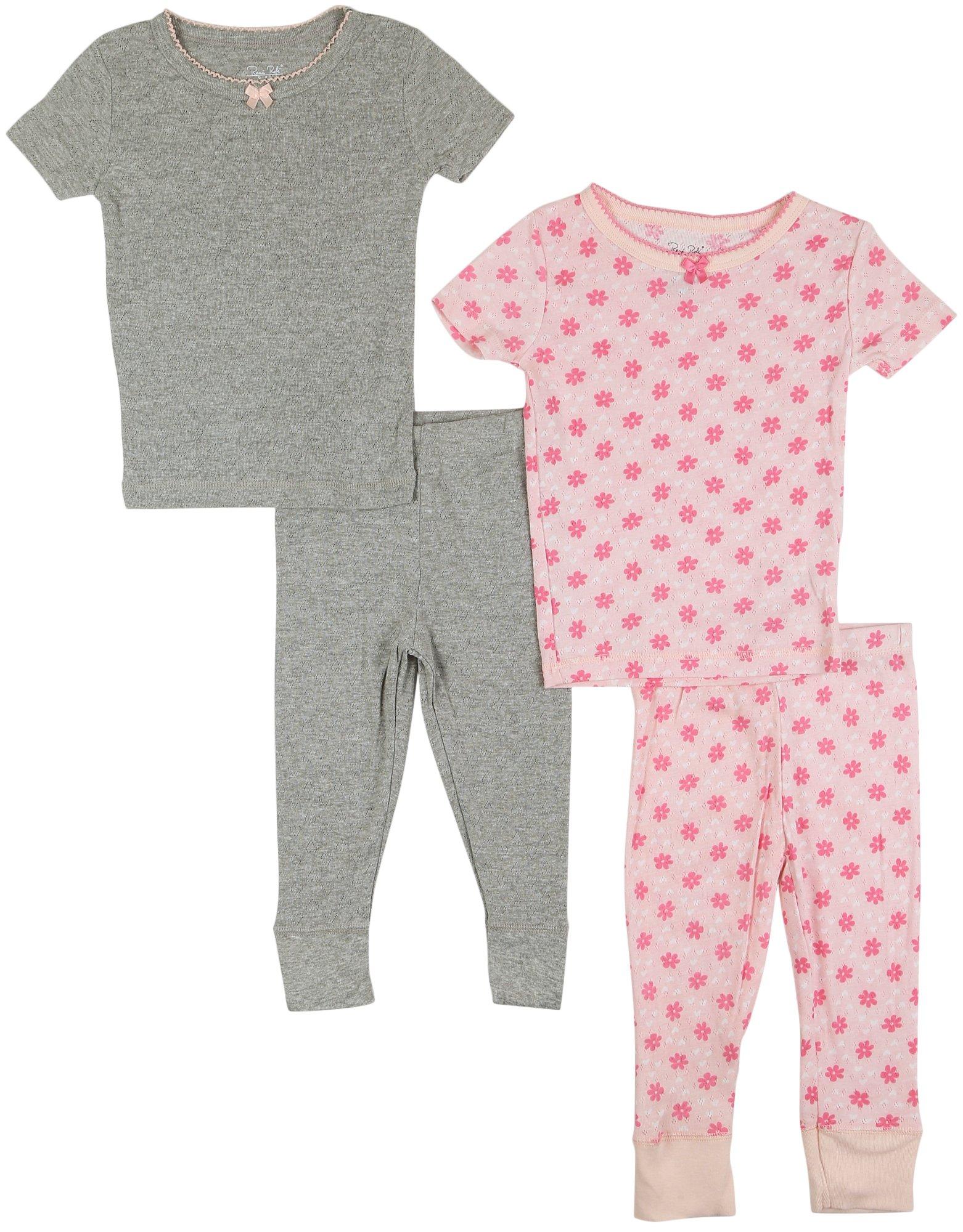 Toddler Girls 4-pc. Floral/Solid Tops/Pants Set