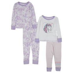 Rene Rofe Toddler Girls 4-pc Unicorn Tie Dye Pajama Set