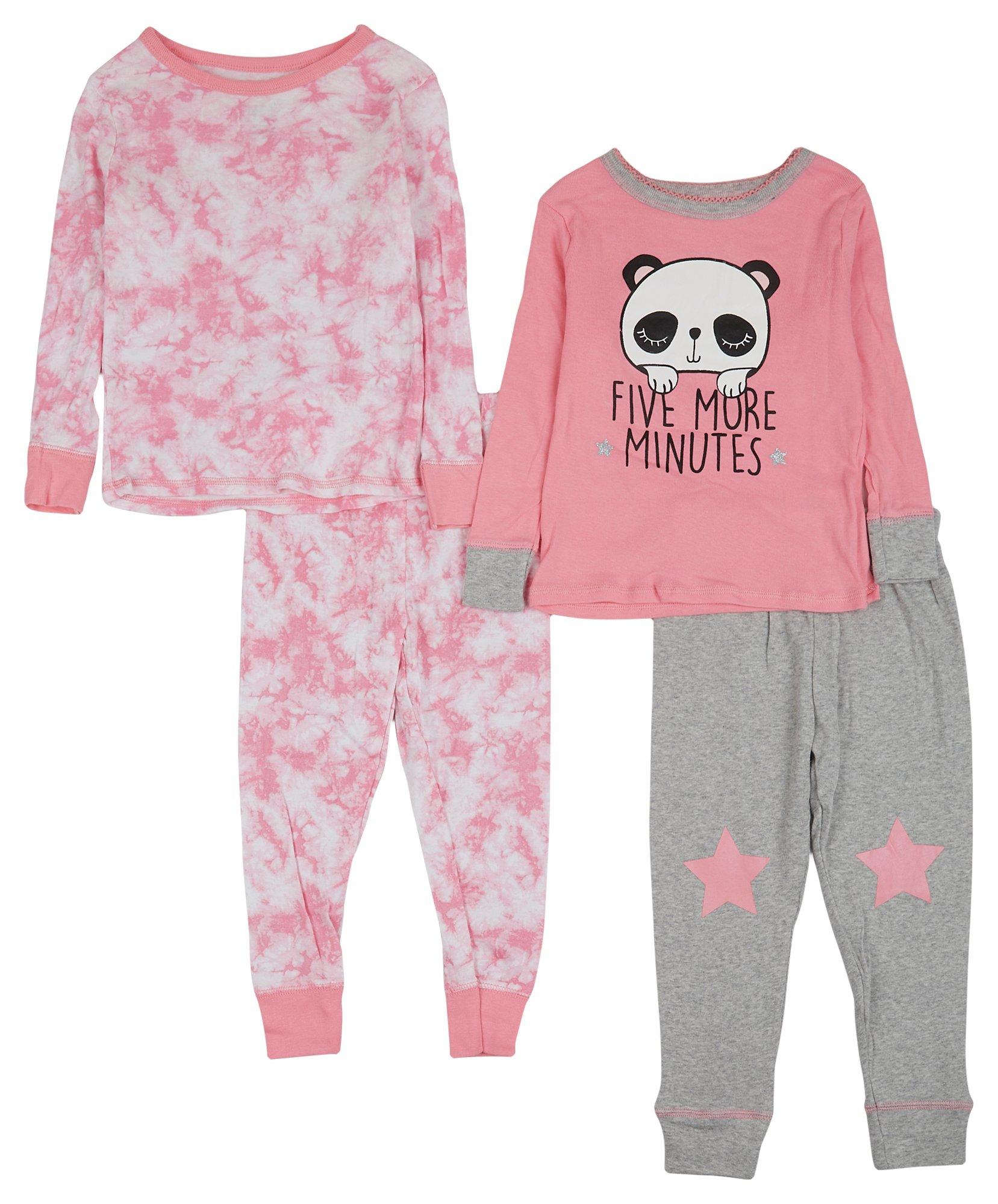 Rene Rofe Toddler Girls 4-pc Panda Pink Tie Dye Pajama Set