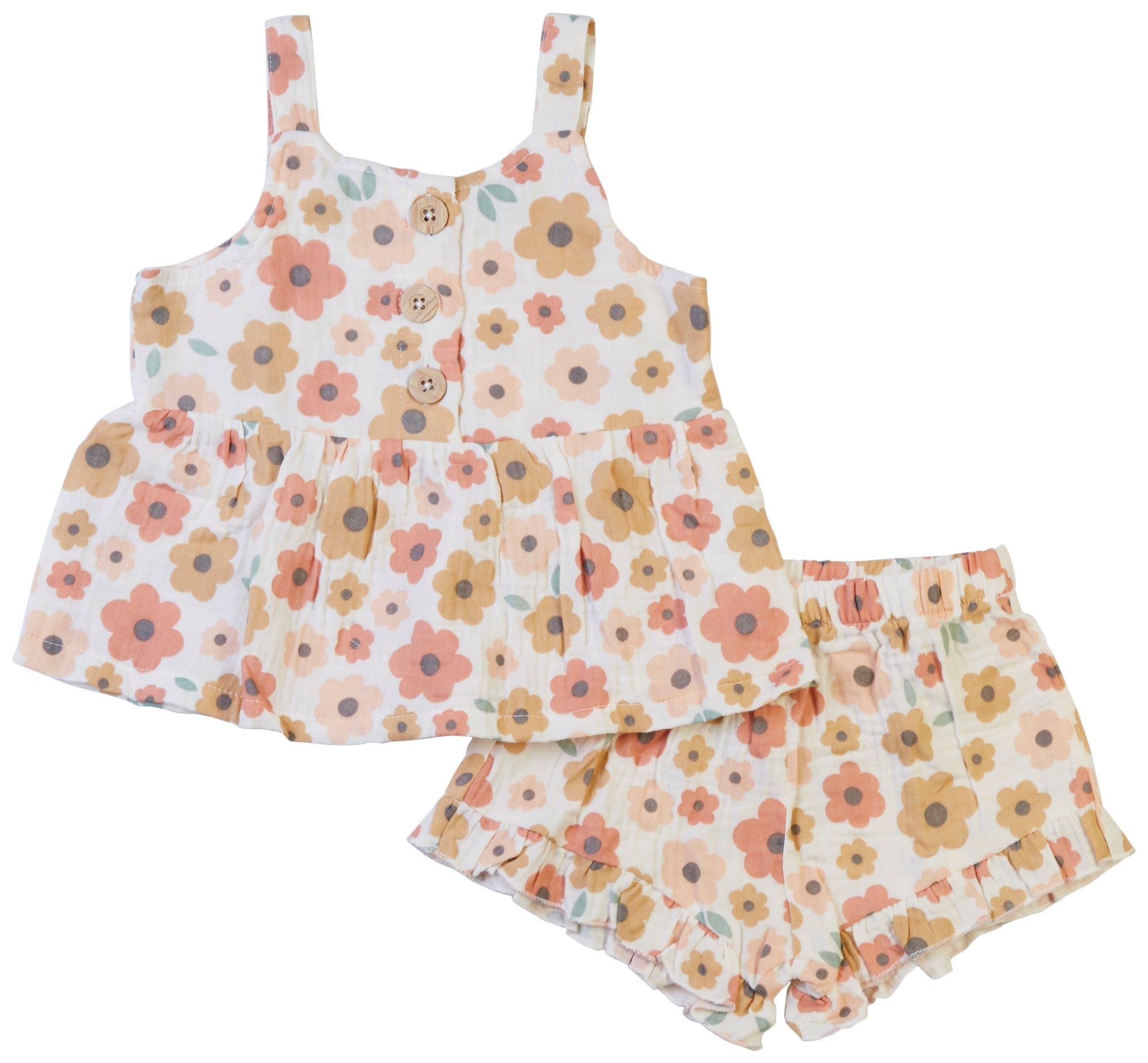 Toddler Girls 2pc. Gauze Floral Dress Short Set