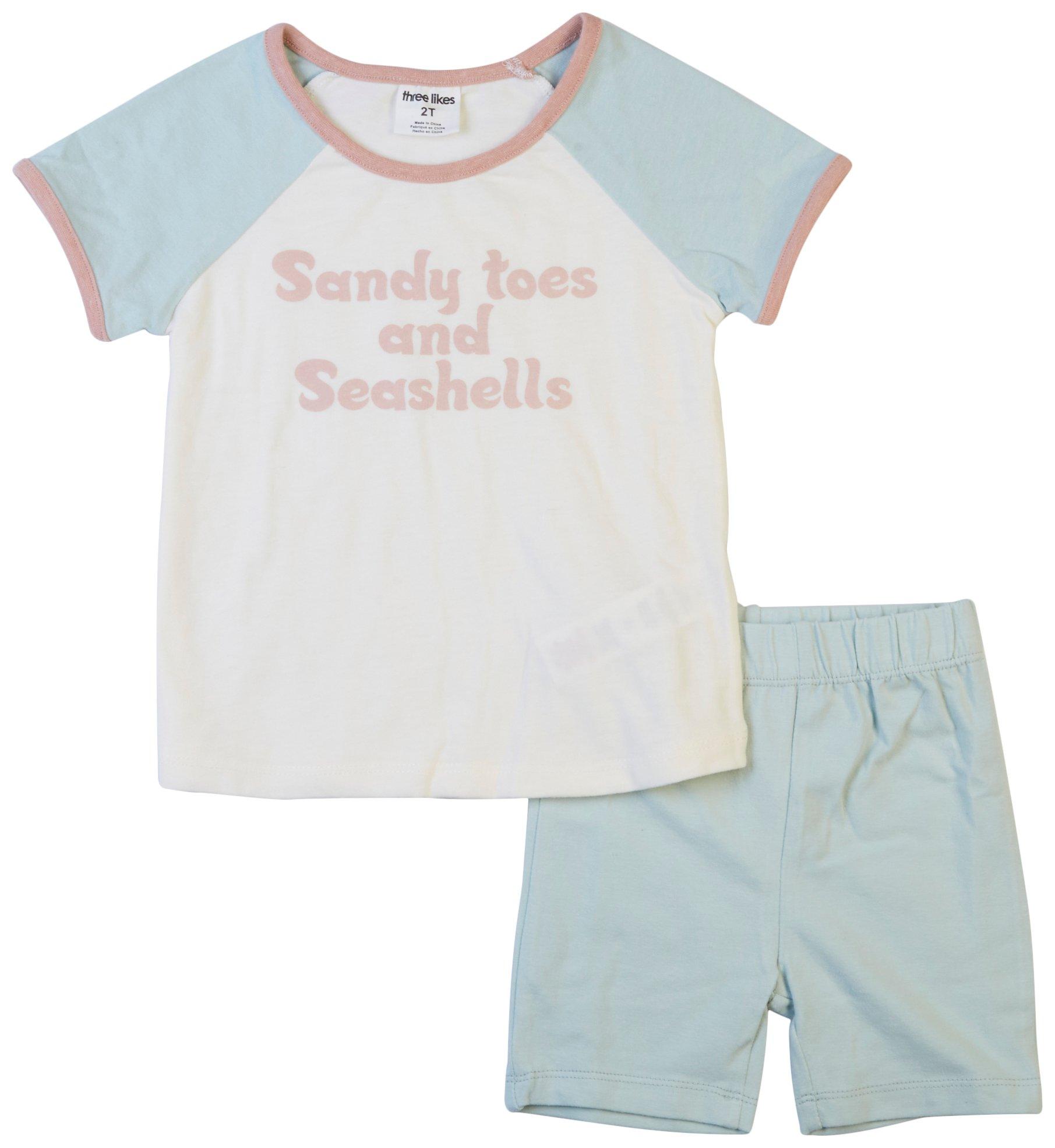 Toddler Girls 2pc. Sandy Toes Seashells Bike Short Set