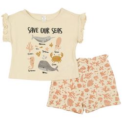 Toddler Girls 2pc. Save Our Seas Short Set