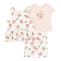 PL Baby Toddler Girls 3-pc. Peach Short Set