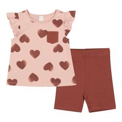PL Baby Toddler Girls 2-pc. Heart Ruffle Short Set