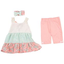 Toddler Girls 3-pc. Floral Crochet Bow Dress & Legging Set