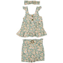 Little Lass Toddler Girls 3 Pc. Floral Print Shorts Set
