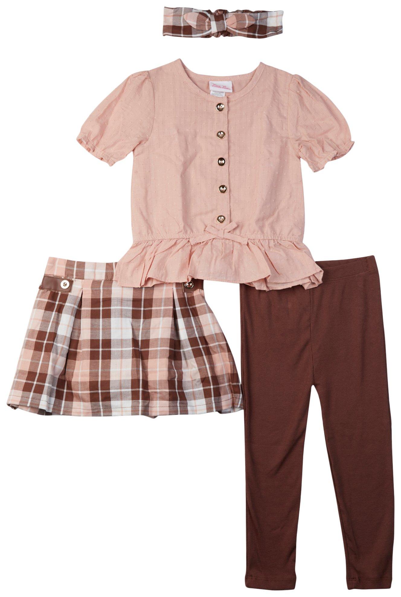 Baby Girls 4-pc. Woven Top Plaid Skirt & Legging Set