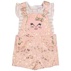 Toddler Girls 2 pc. Cat Bow Overall Set