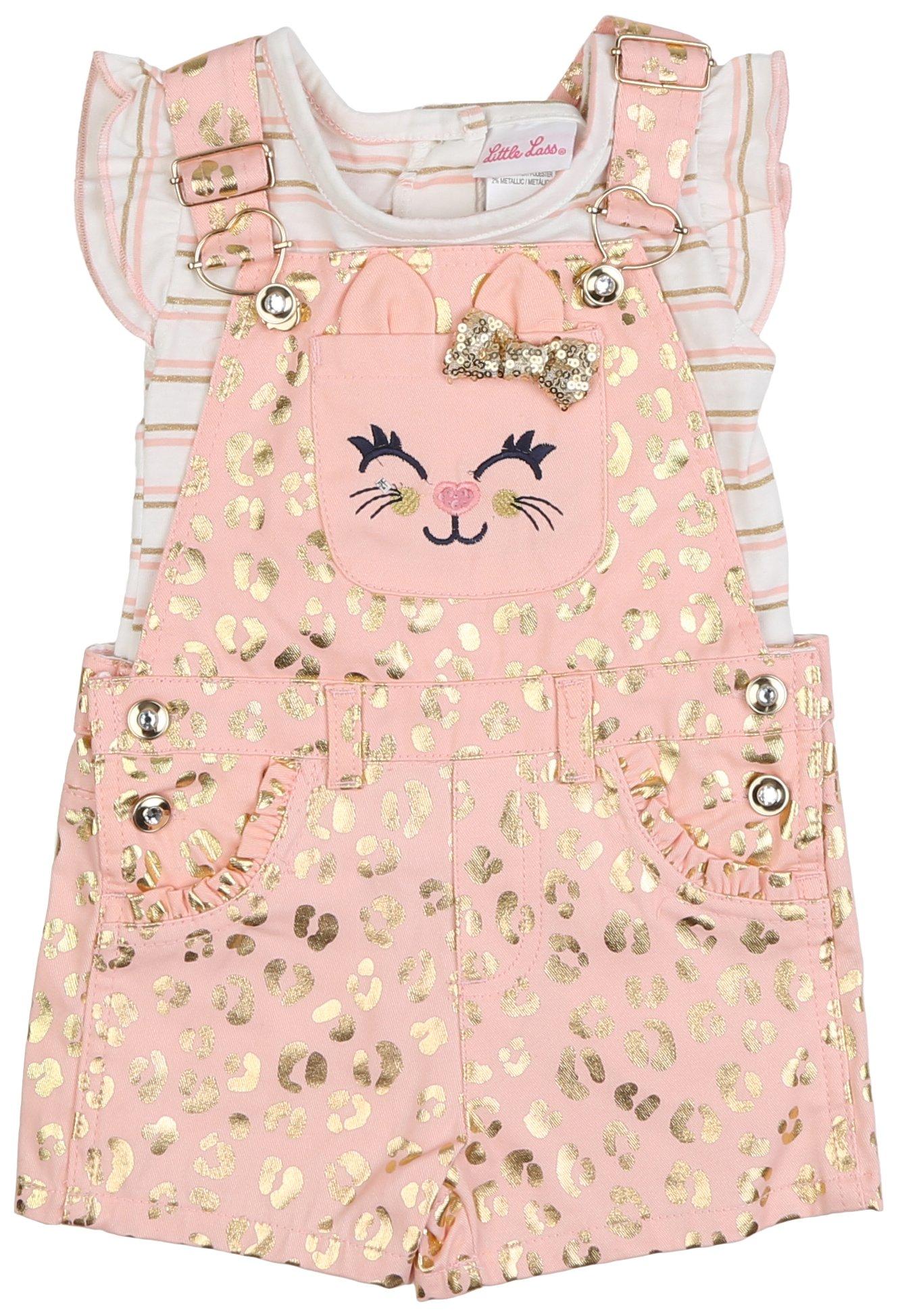 Toddler Girls 2 pc. Cat Bow Overall Set