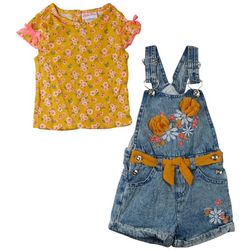 Toddler Girls 2 pc. Floral Overall Romper Set