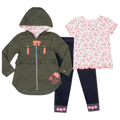 Little Lass Toddler Girls 3 Pc. Olive Twill