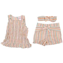 Toddler Girls 3 Pc Striped Shorts Set