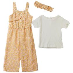 Toddler Girls 3 Pc. Daisy Yellow Jumpers Set