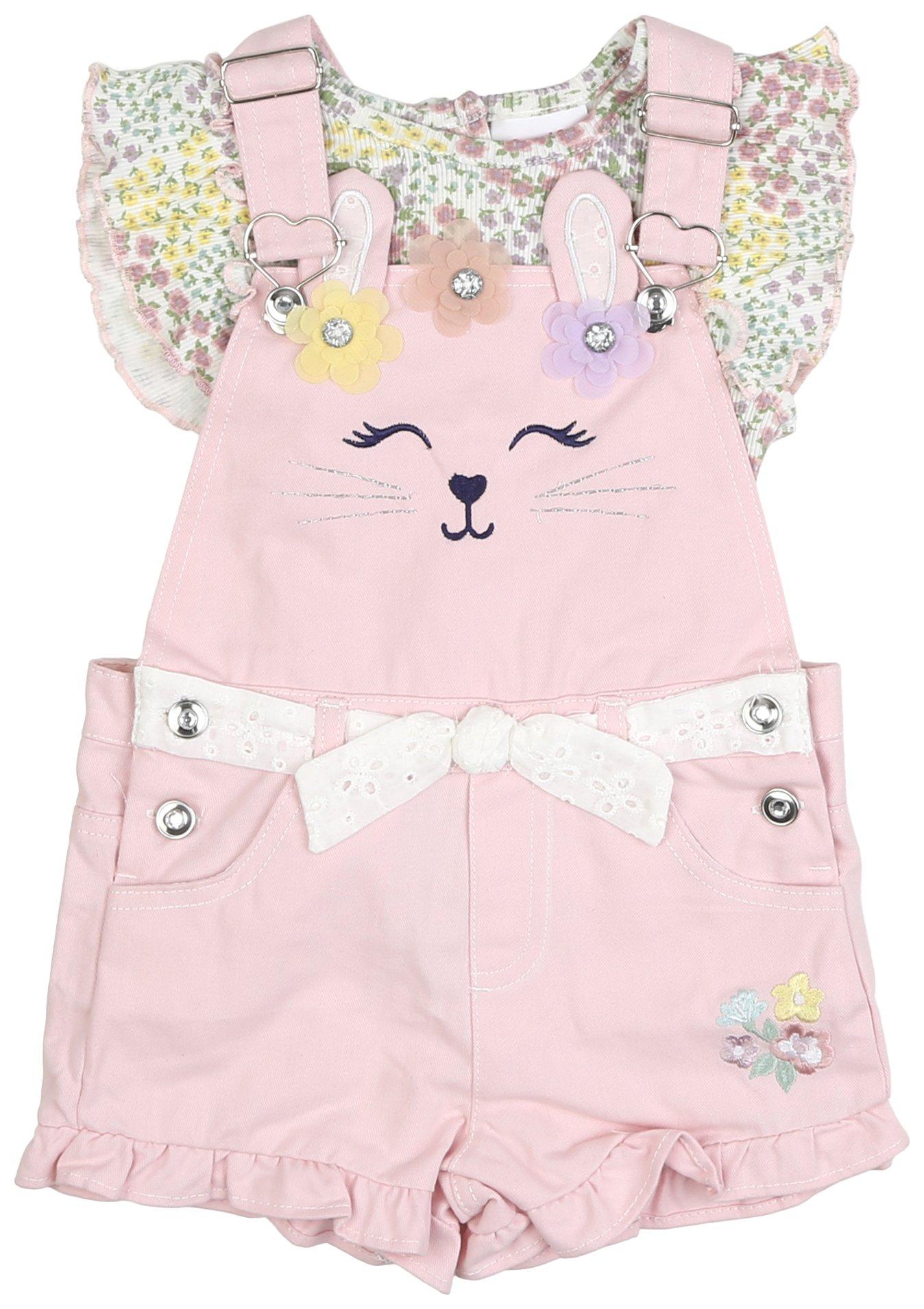 Toddler Girls 2 pc. Bunny Overall Jumper Set