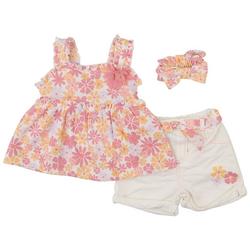 Toddler Girls 3 Pc Floral Shorts Set