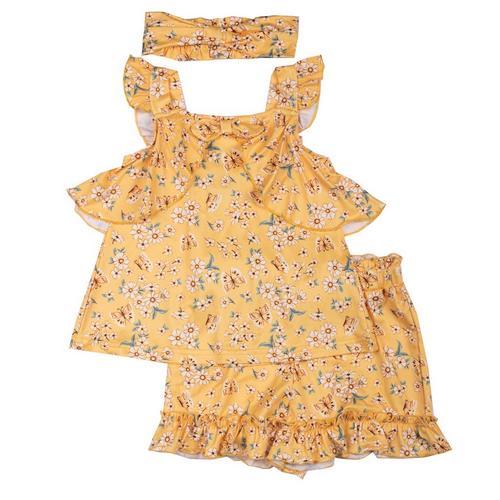 Little Lass Toddler Girls 3-Pc. Floral Print Shorts