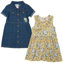 Little Lass Toddler Girls 2 Pc. Denim & Floral Dress Set