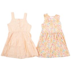 Little Lass Toddler Girls 2 Pc. Woven/ Knit  Dress Set