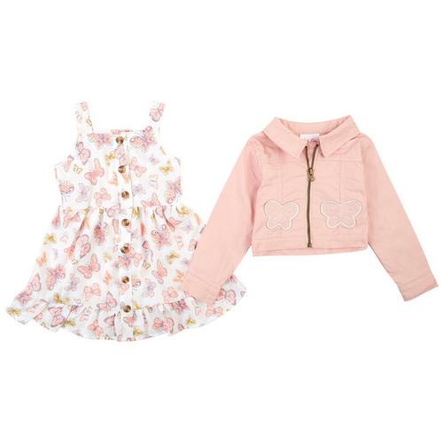 Little Lass Toddler Girls 2 Pc Butterfly Dress