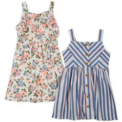 Toddler Girls 2 Pc. Striped & Floral Dress Set