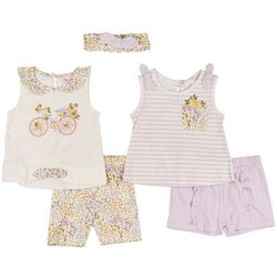 Little Lass Toddler Girls 5-Pc. Tops + Shorts  Set