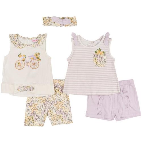 Little Lass Toddler Girls 5-Pc. Tops + Shorts