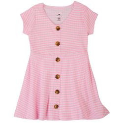 Toddler Girls Stripe Faux Button Down Dress