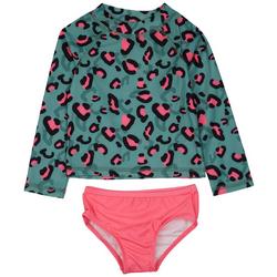 Toddler Girls 2-pc. Animal Print Rashguard Swimsuit