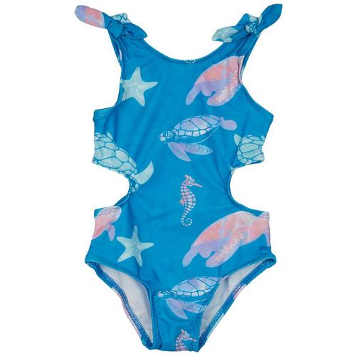 Toddler Girls Sea Life Cut Out One Piece