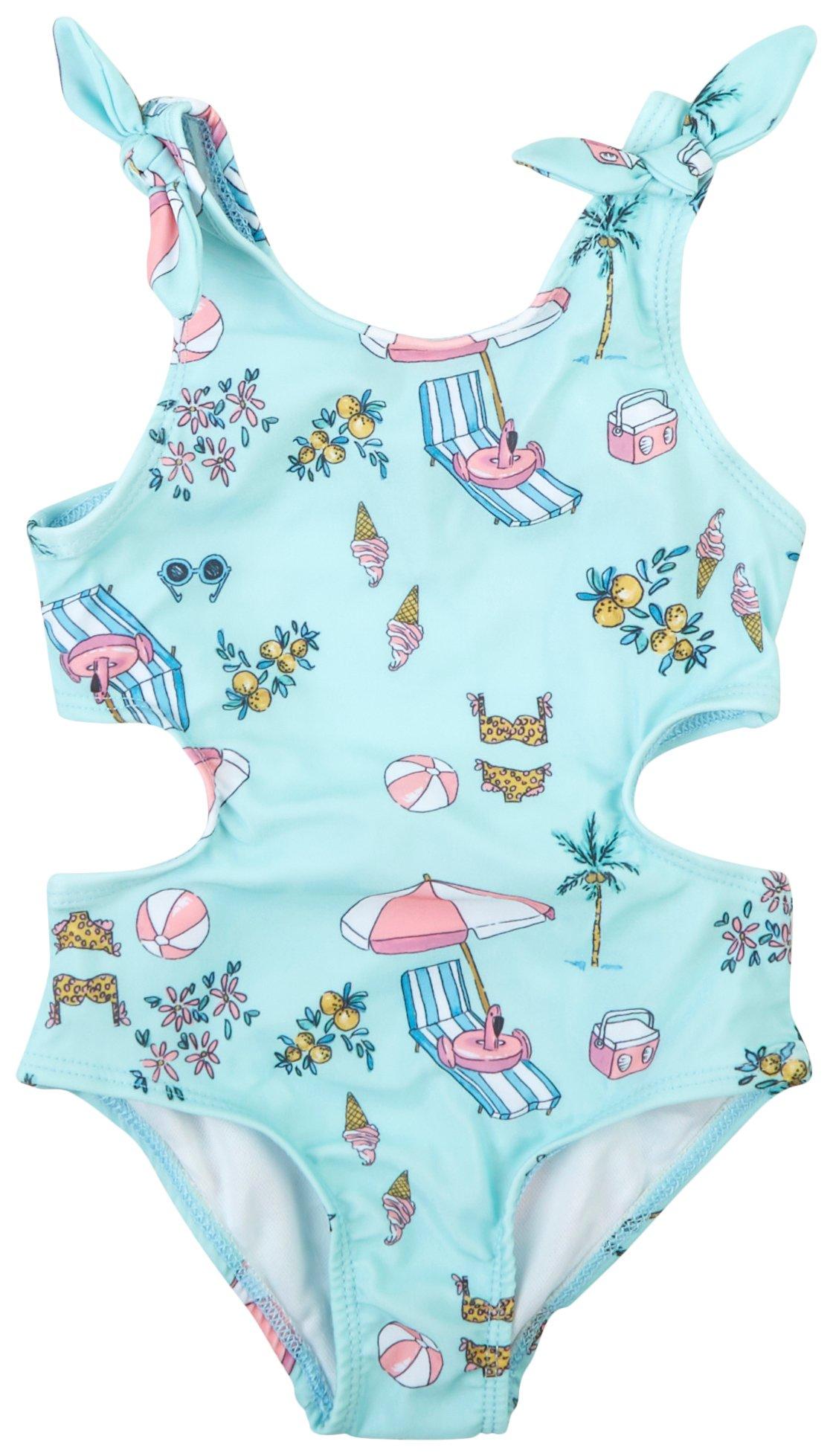 Reel Legends Toddler Girls Cut Out One Piece Swimsuit