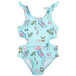 Reel Legends Toddler Girls Cut Out One Piece Swimsuit