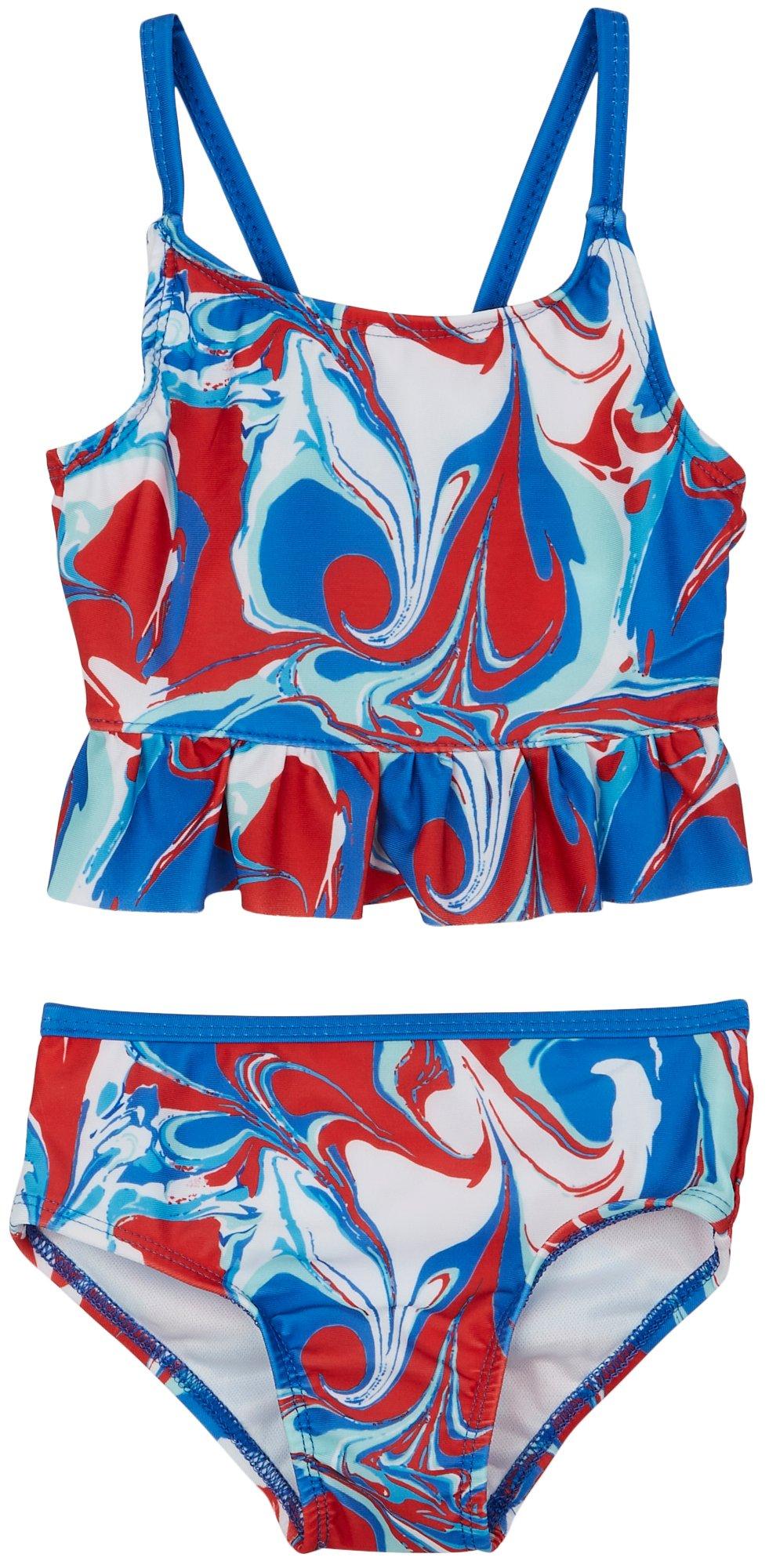 Big Girls 2-pc Marble Swimsuit Set