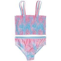Reel Legends Toddler Girls 2-pc Smocked Tie Dye Swimsuit Set