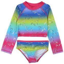 Baby Girls 2-pc. Foil Unicorn Swimsuit Set