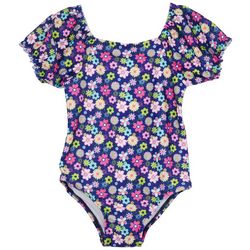 DOT & ZAZZ Toddler Girls Floral Puff Sleeves 1-pc. Swimsuit