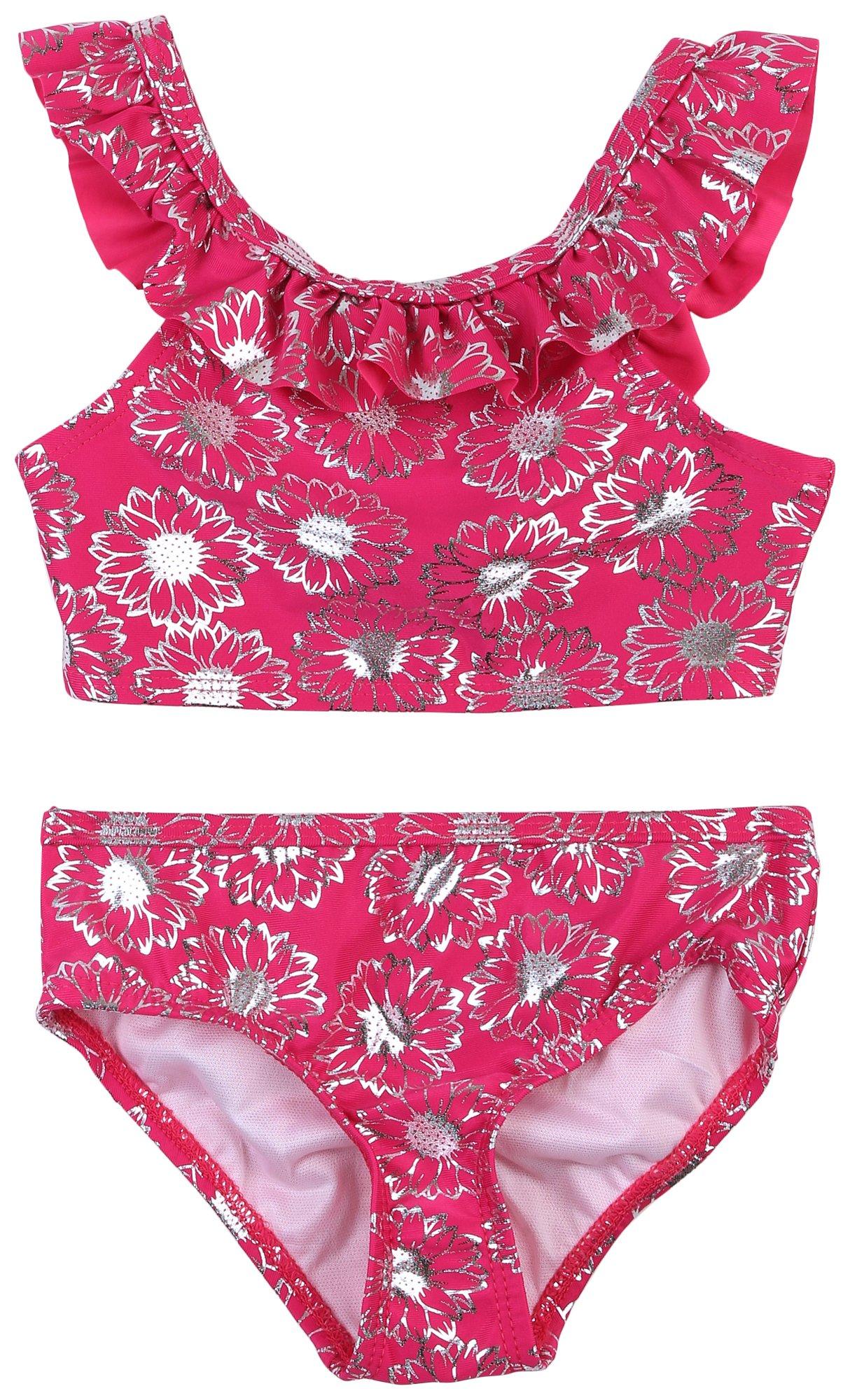 DOT & ZAZZ Toddler Girls 2 Pc. Floral Swimsuit