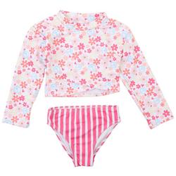 Toddler Girls 2-pc. Floral & Stripe Swimsuit Set