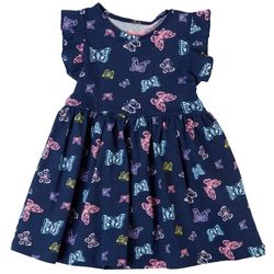 Freestyle Toddler Girls Butterflies Flutter Sleeve Dress