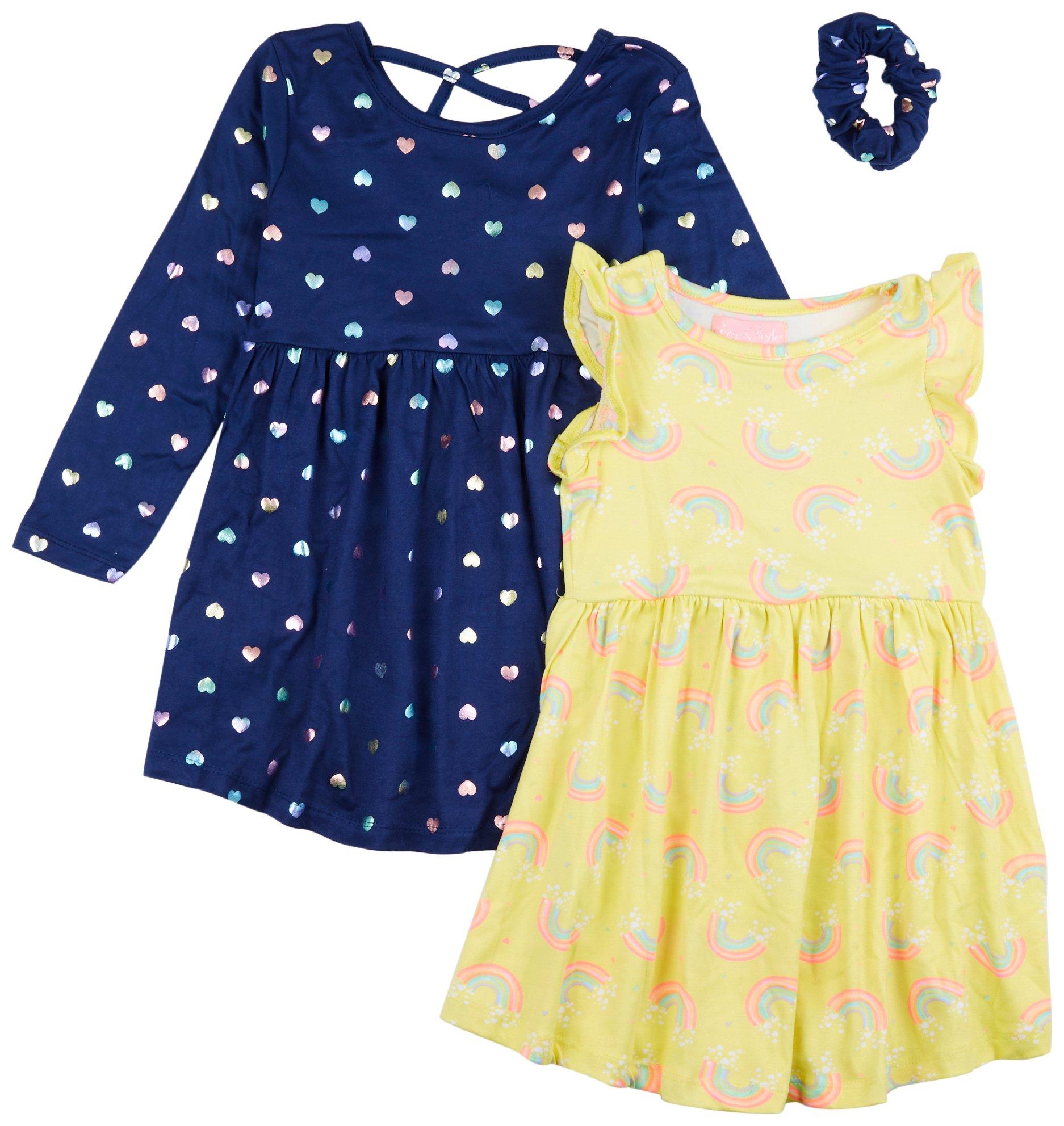 Freestyle Toddler Girls 3 Pc. Heart Rainbow Dress Set