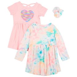 Freestyle Toddler Girls 3 Pc. Sequin & Tie Dye Dress Set