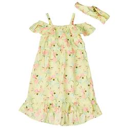 Toddler Girls 2 Pc Rose Ruffle Dress