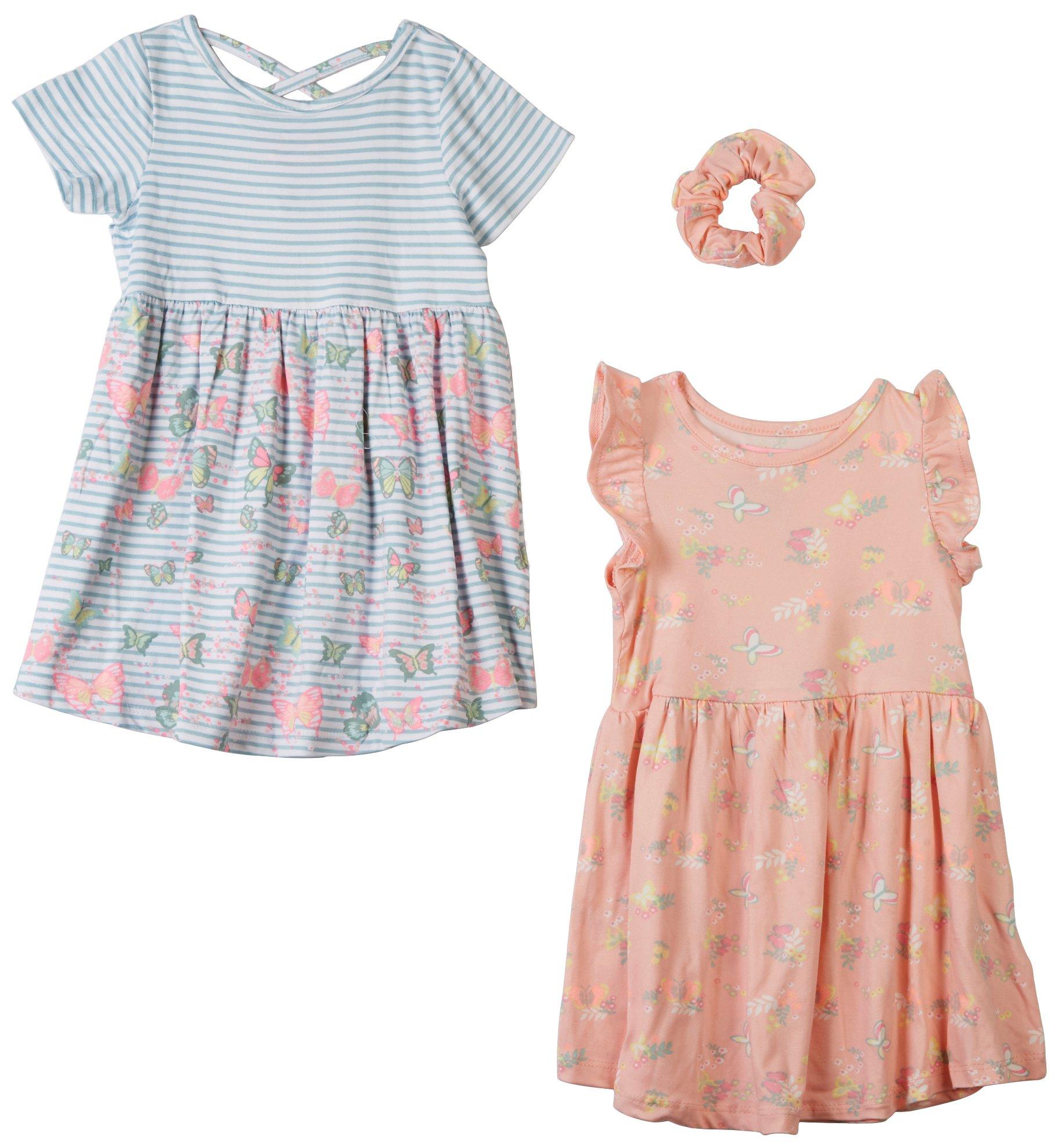 Toddler Girls 3 Pc. Butterfly Dress Set